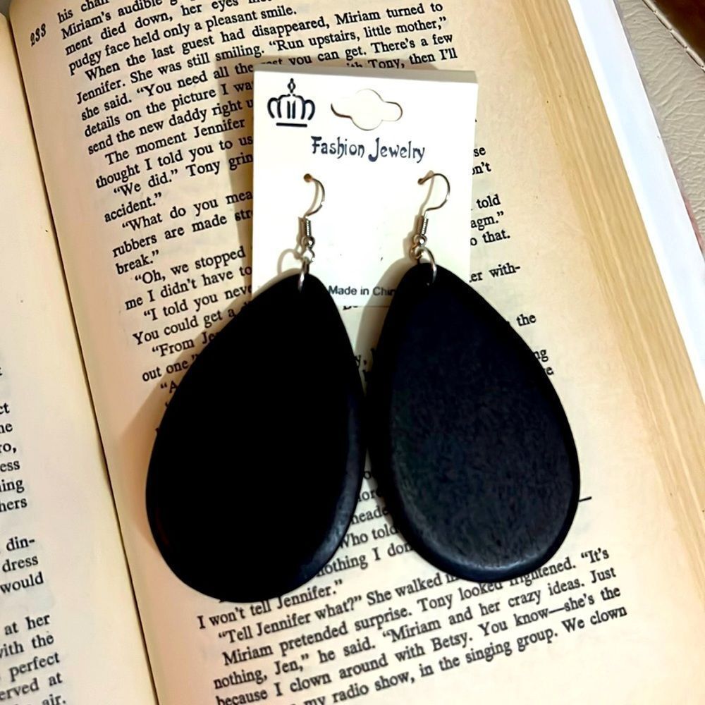 Fashion Jewelry Dark Wooden Wood Drop Earrings